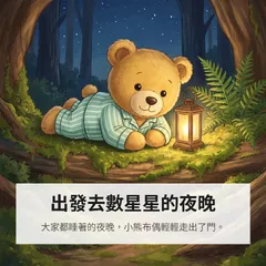 這隻小熊布偶在夜裡出發去數星星的故事 1