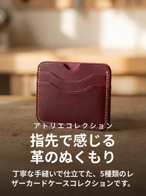 手作りレザーカードケース 5色カタログ