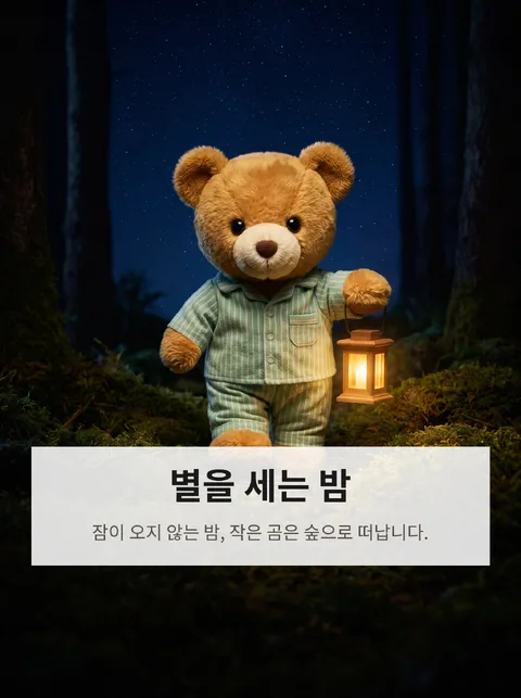 잠들지 못하는 작은 곰이 별을 세러 밤 숲으로 나가는 이야기