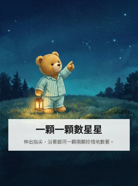 這隻小熊布偶在夜裡出發去數星星的故事 4