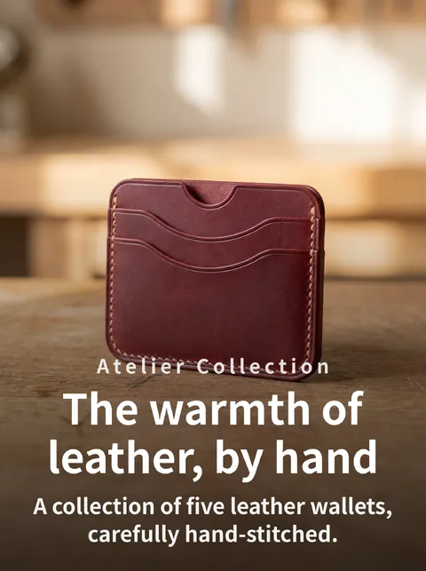 Handmade Leather Card Wallet Catalog in 5 Colors