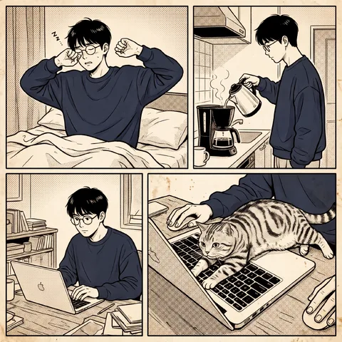 재택근무 월요일 · 인스타툰