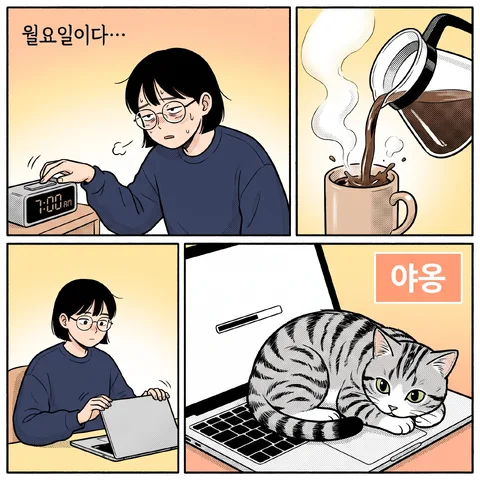 재택근무 월요일 · 인스타툰