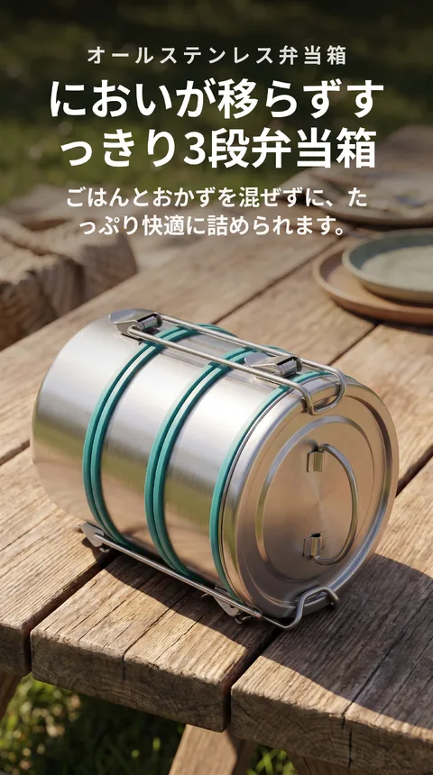 ステンレス3段重ね弁当箱