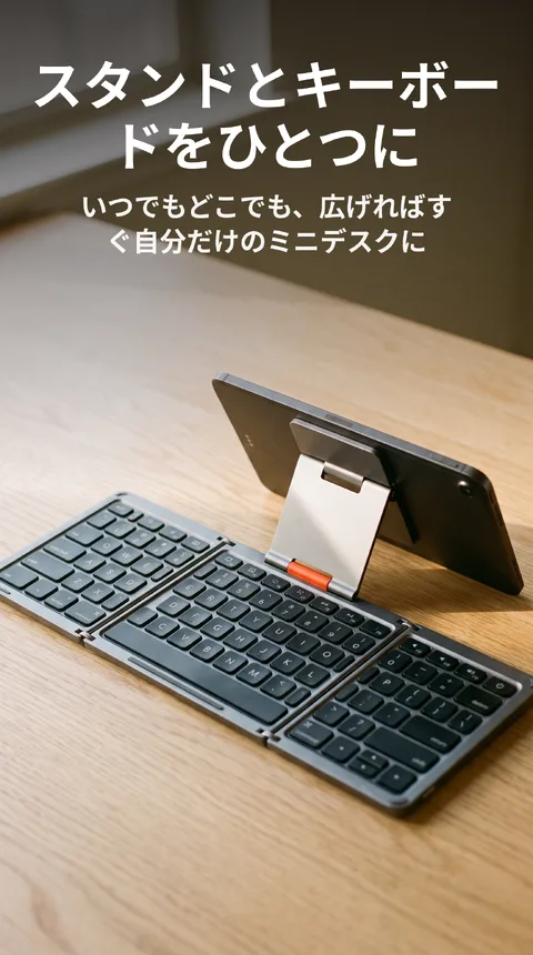 折りたたみBluetoothキーボード タブレットスタンド一体型