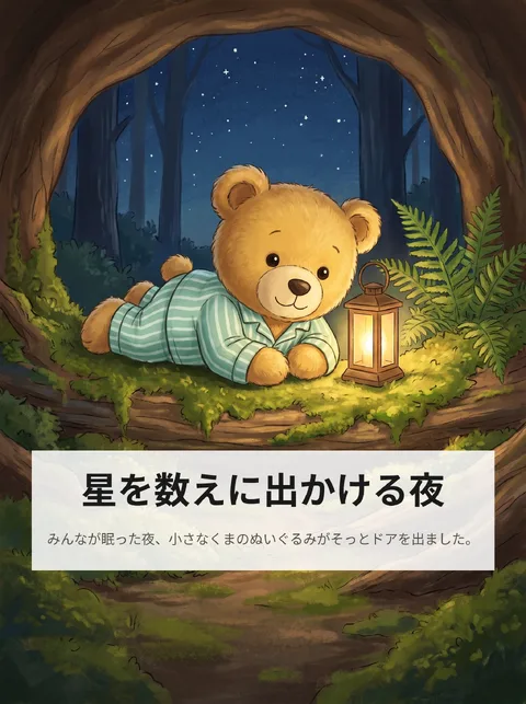 このくまのぬいぐるみが夜に星を数えに出かけるお話
