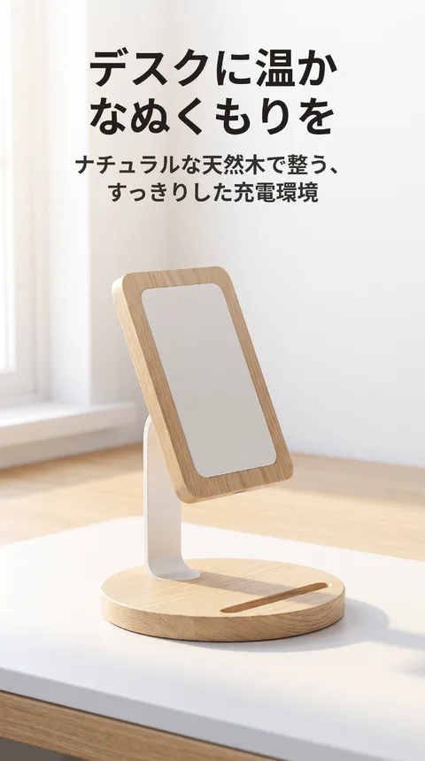 天然木ワイヤレス充電スタンド