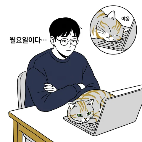 재택근무 월요일 · 인스타툰