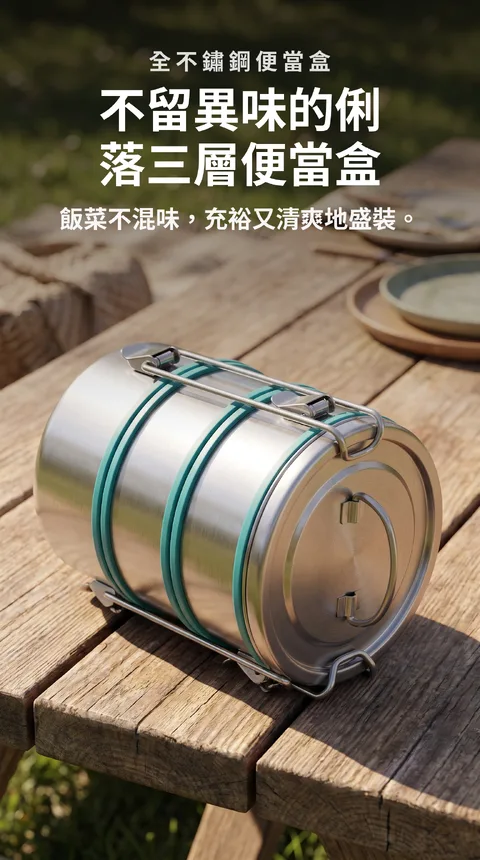 不鏽鋼三層便當盒