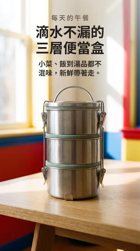 不鏽鋼三層便當盒 矽膠密封
