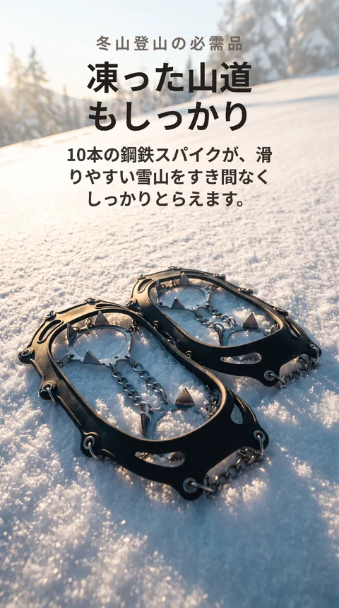冬山登山用アイゼン 10本爪チェーン 滑り止め