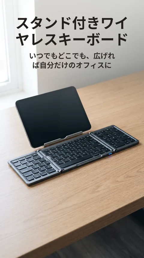 折りたたみBluetoothキーボード タブレットスタンド一体型