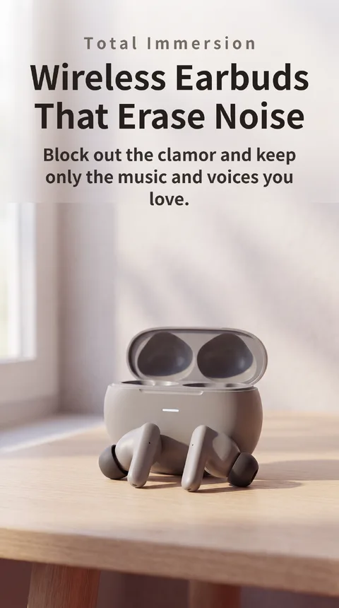 Noise-Canceling Wireless Earbuds with Charging Case
