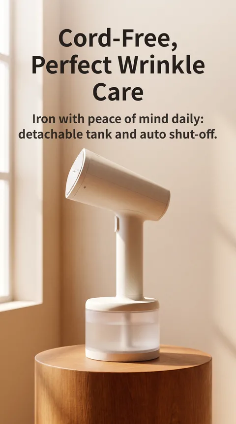 Cordless Handheld Steam Iron, Detachable Water Tank, Auto Shut-Off