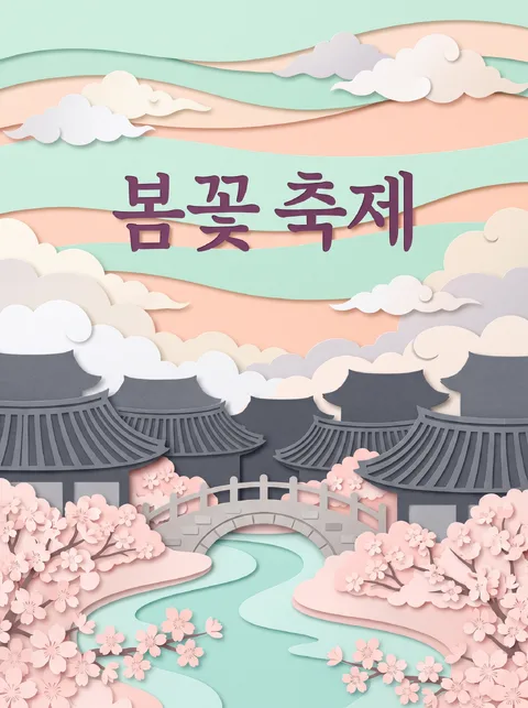 봄꽃 축제 페이퍼컷 포스터