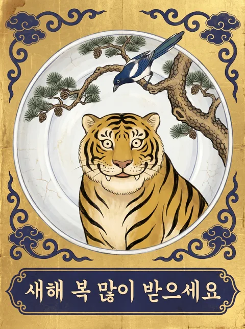新年纳福民画贺卡