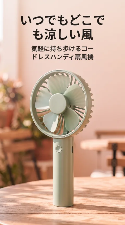 コードレスハンディ扇風機 3段階風量 USB充電