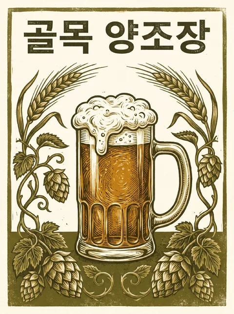 小巷酿酒坊版画海报