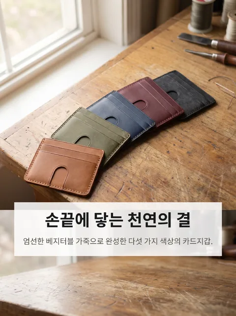 수제 가죽 카드지갑 5종 색상 카탈로그