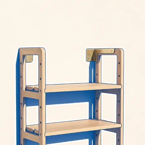 화이트오크 3단 원목 책장
