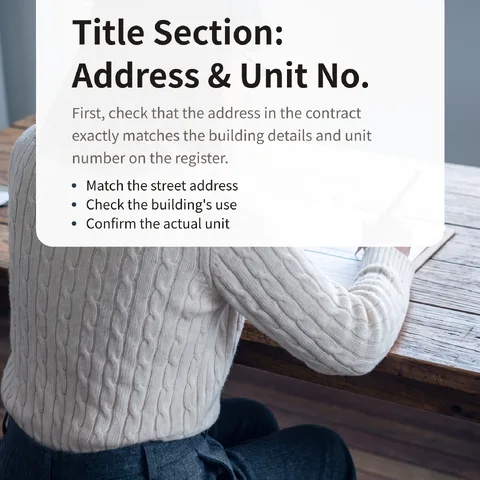 Title Section: Address & Unit No.