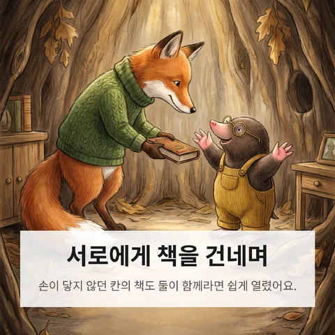 서로에게 책을 건네며