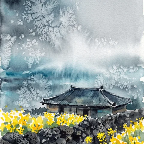 撒盐肌理 · 水彩墨灰单色 · 水彩晕染抽象