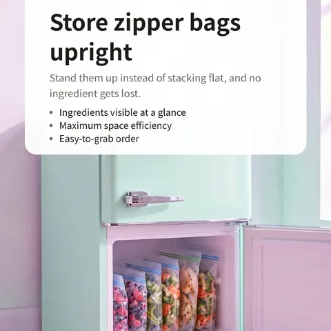 Store zipper bags upright