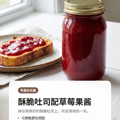 酥脆吐司配草莓果酱