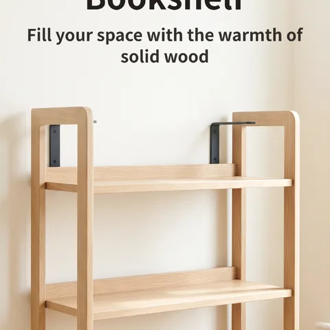Natural White Oak 3-Tier Bookshelf