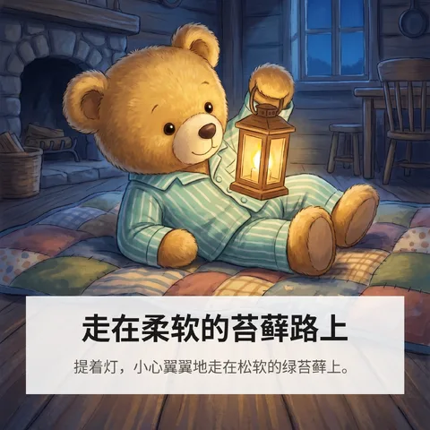 走在柔软的苔藓路上