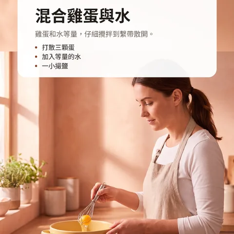混合雞蛋與水