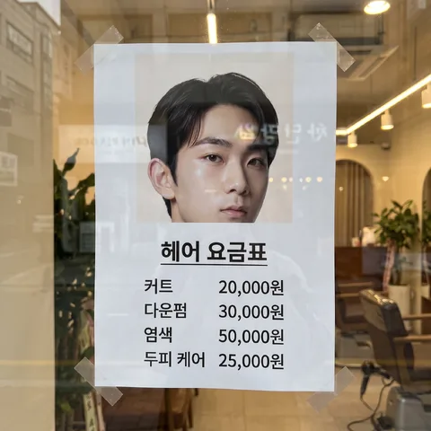창에 붙인 요금표