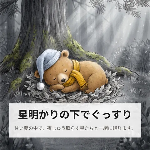 星明かりの下でぐっすり