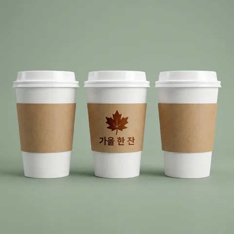 나란히 선 컵 세 개 · 컵 그린 · 컵 실사 목업