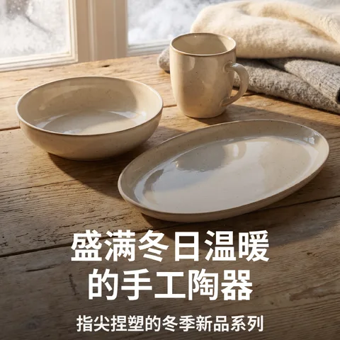 盛满冬日温暖的手工陶器