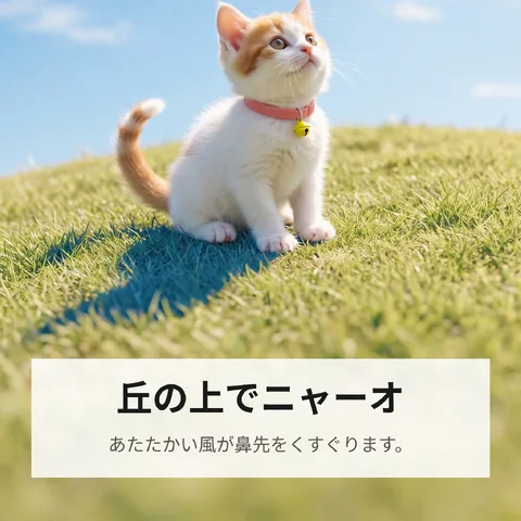丘の上でニャーオ