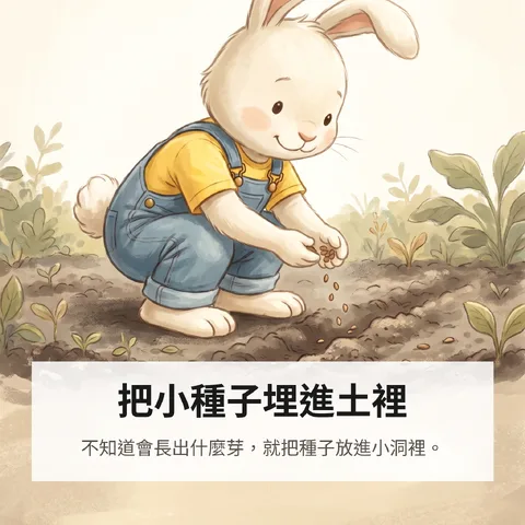 把小種子埋進土裡