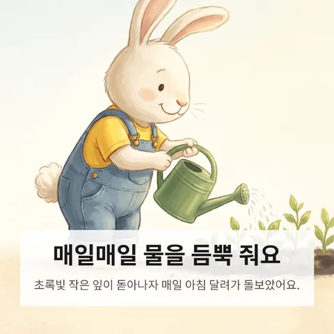 매일매일 물을 듬뿍 줘요