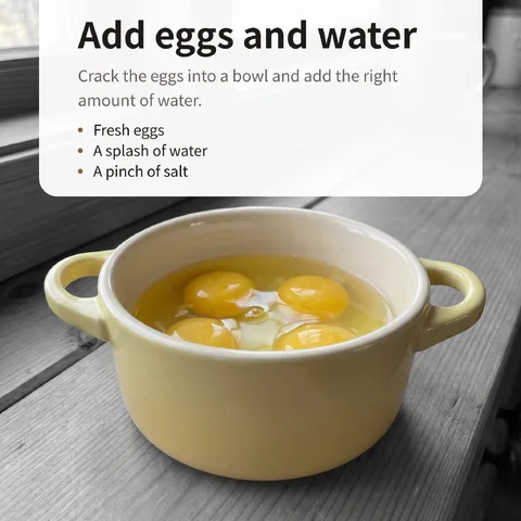 Add eggs and water