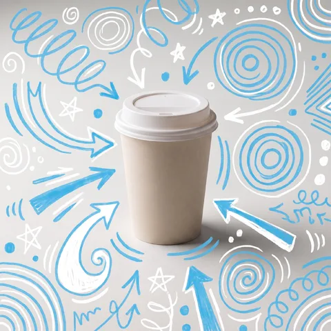Corner offer badge · Fresh blue · Hand-drawn accents