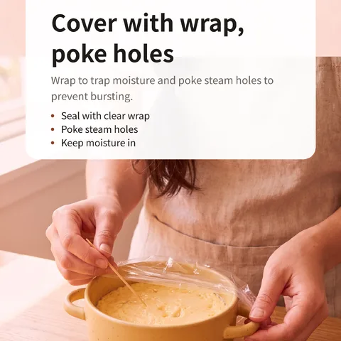 Cover with wrap, poke holes