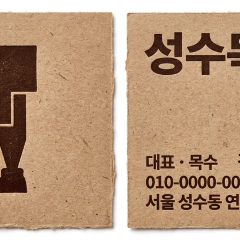 名片正反並列 · 素面牛皮紙 · 毛邊裁切