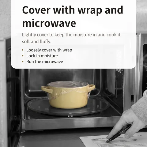 Cover with wrap and microwave