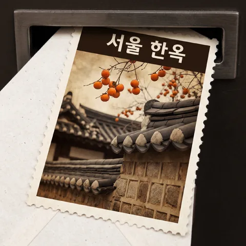郵筒旁的信 · 郵票棕褐 · 郵票攝影