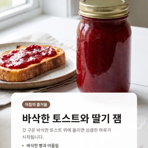 바삭한 토스트와 딸기 잼