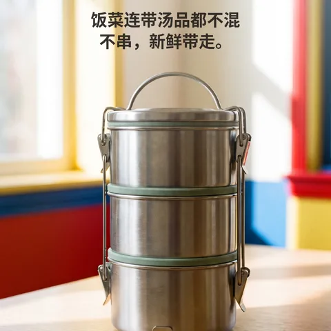 滴水不漏的三层饭盒