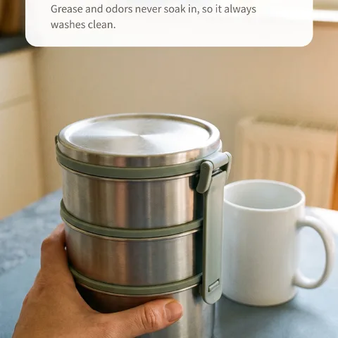 The solid texture of stainless steel