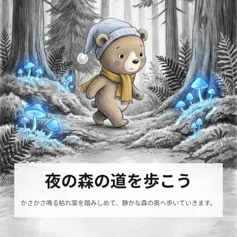 夜の森の道を歩こう