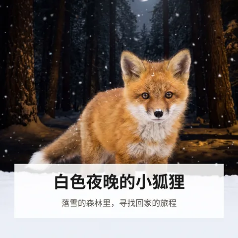 白色夜晚的小狐狸